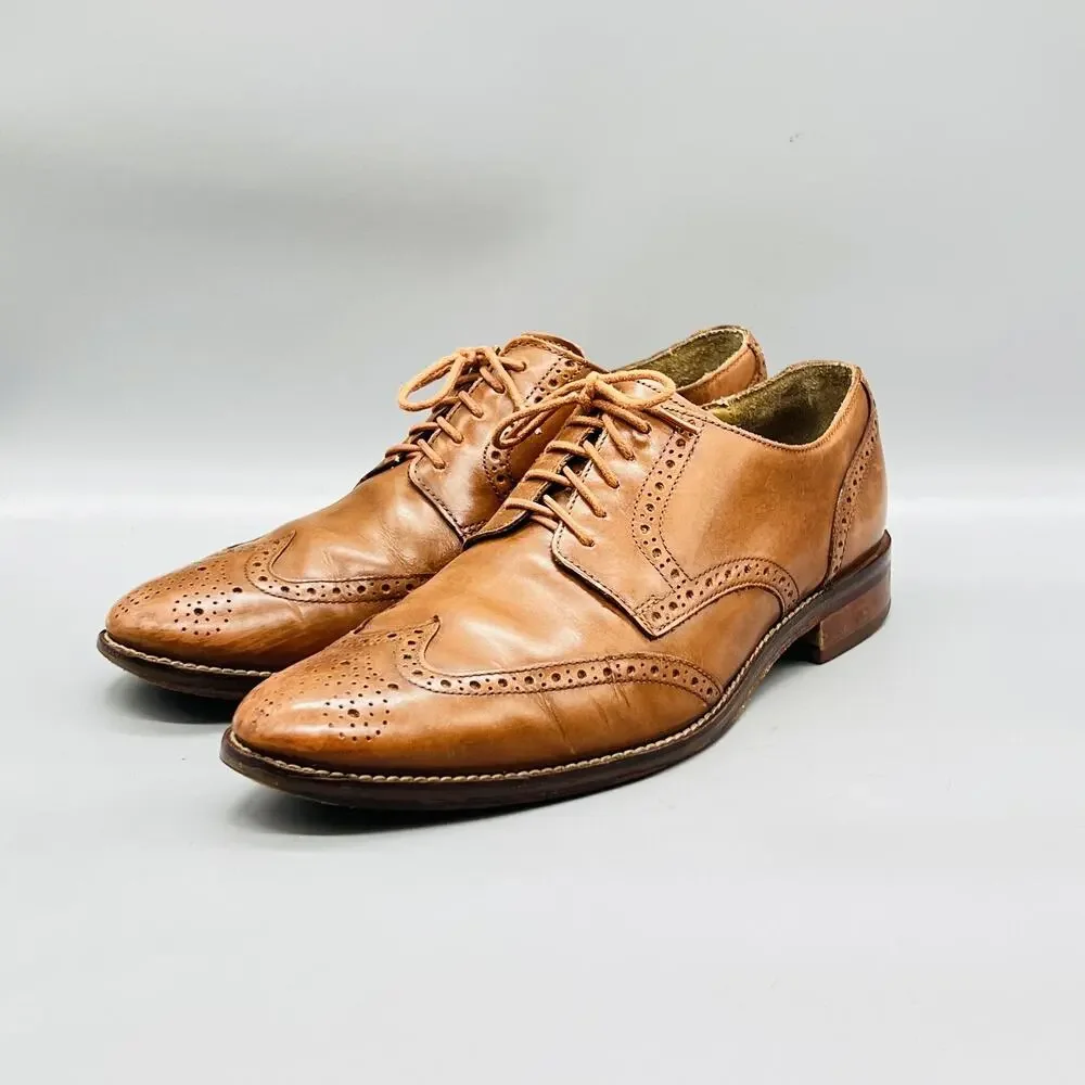 Cole Haan Shoes Mens 10.5 Brown Leather Grand OS Wingtip Oxford Dress Brogue